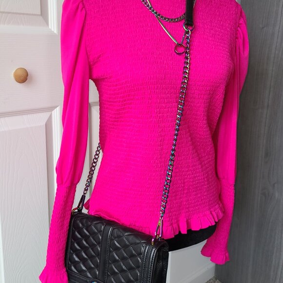 Rebecca Minkoff Iridescent Holograph Love Black /Oil Slick Leather Bag and Dust - Picture 2 of 15